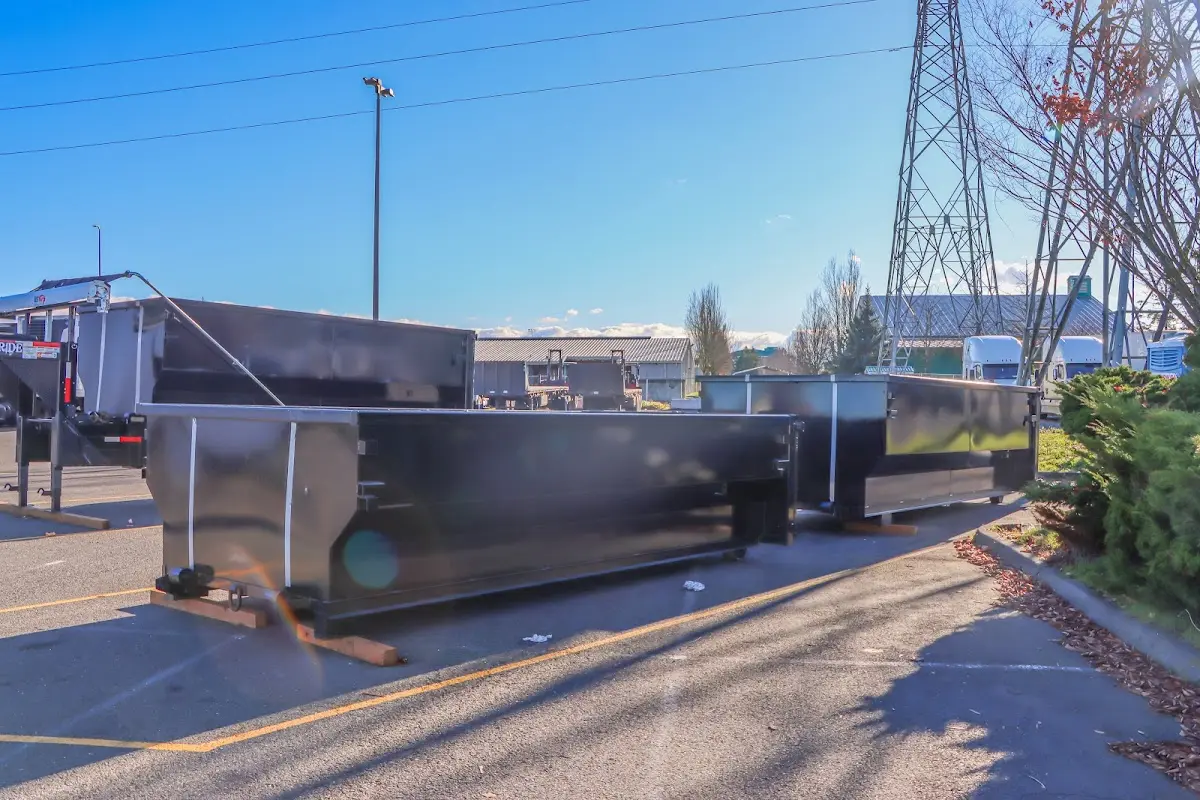 Roll-off dumpster ready for waste disposal at job site for 10 Yard Dumpster Rental in Hawaiian Gardens